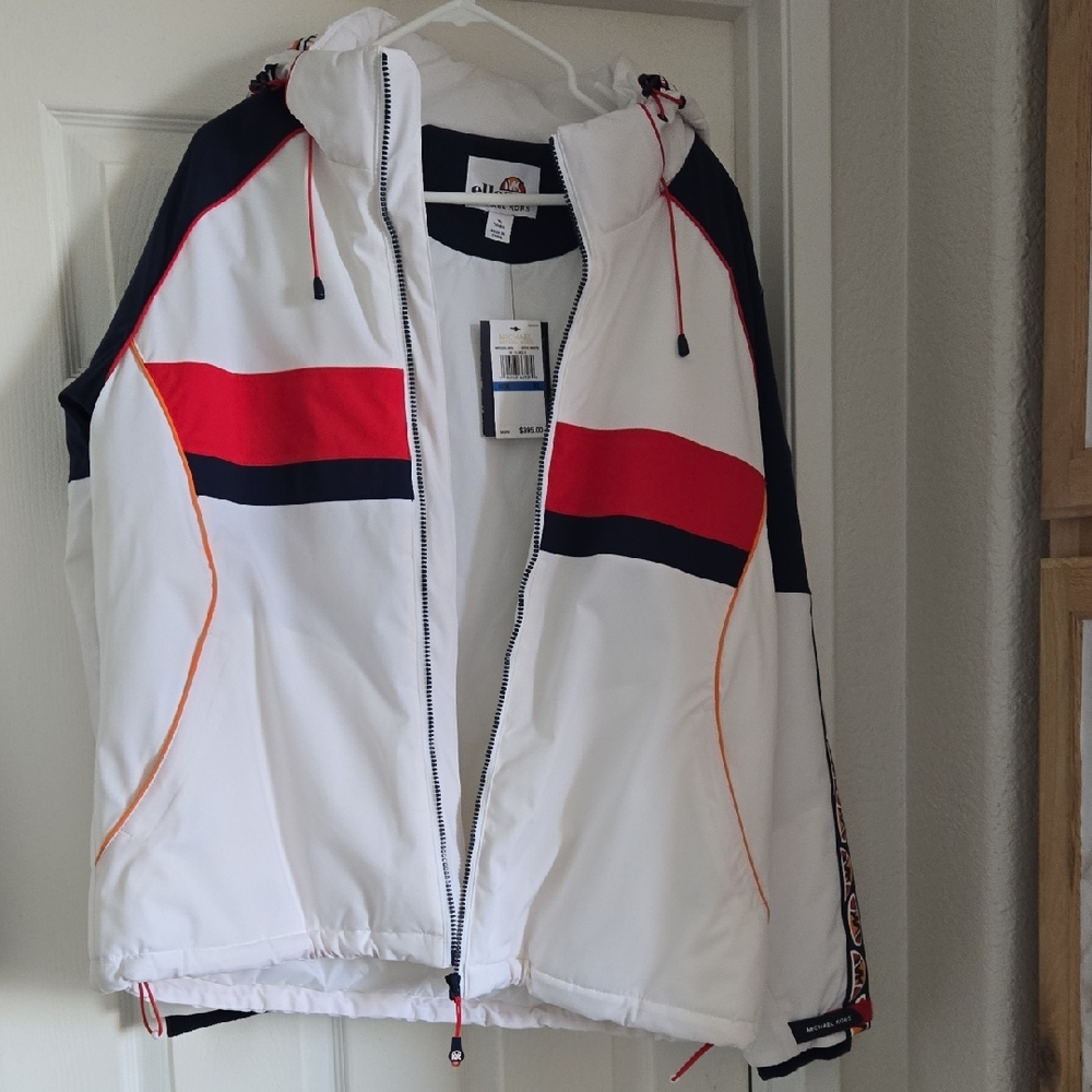 Michael Kors Ellesse NWT White Jacket with Red and Black Accents